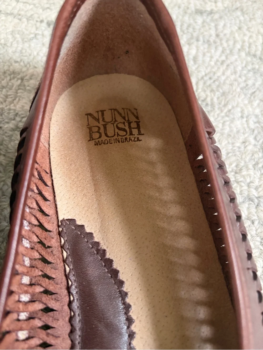 Nunn Bush Brown Woven Leather Tassel Loafers Mens 9.5M Made in Brazil